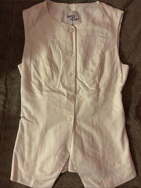 White Sleeveless Button-Front Top
